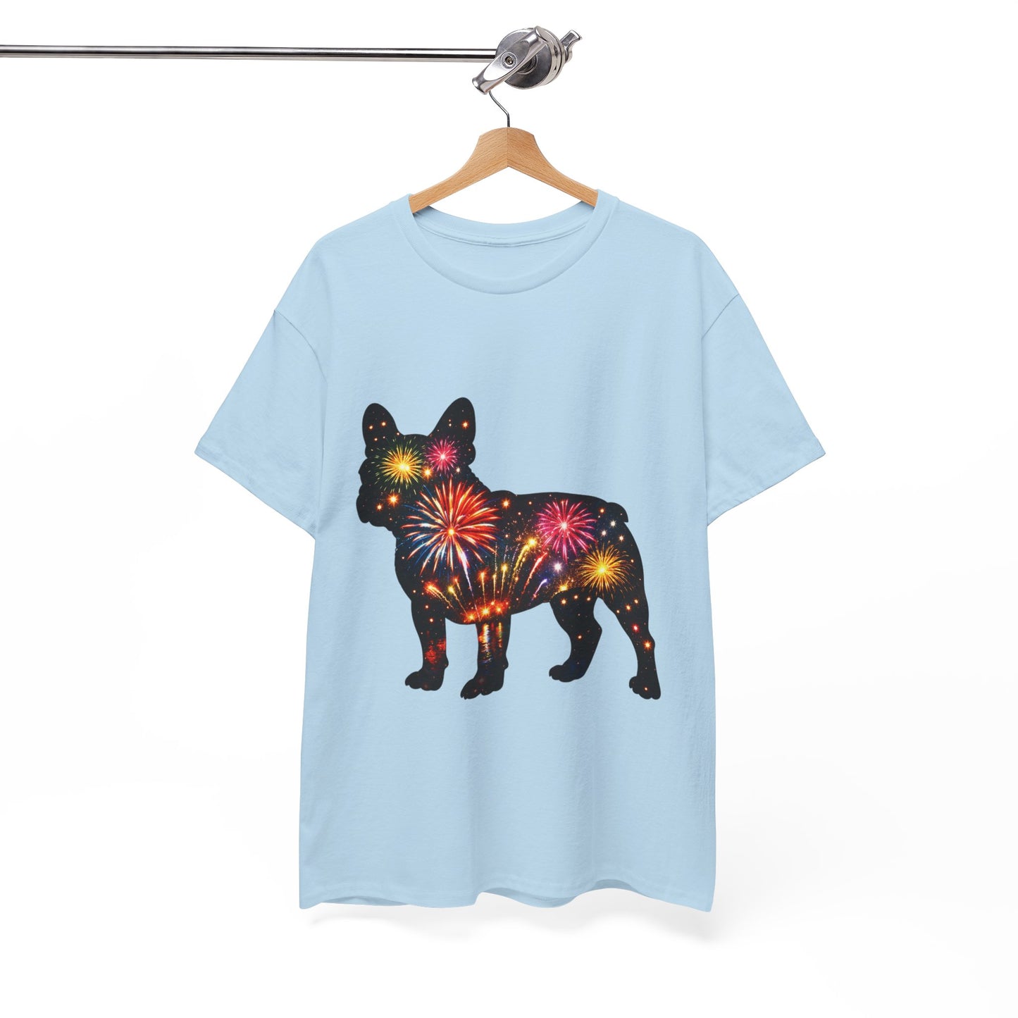 Patriotic French Bulldog Shirt, Fireworks Frenchie Tee, Fourth of July Dog Lover Shirt, Independence Day French Bulldog Gift, USA Dog Tee