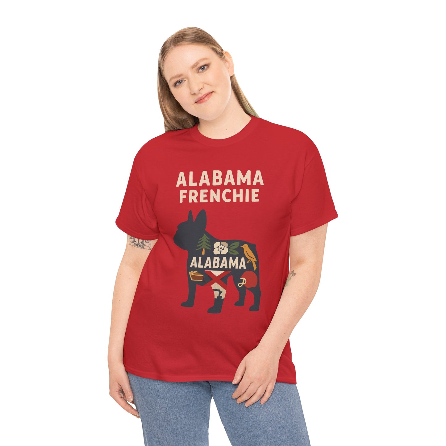 Alabama Frenchie T-Shirt – French Bulldog State Pride Tee, Retro Alabama Dog Lover Shirt, Southern Frenchie Gift for Pet Lovers
