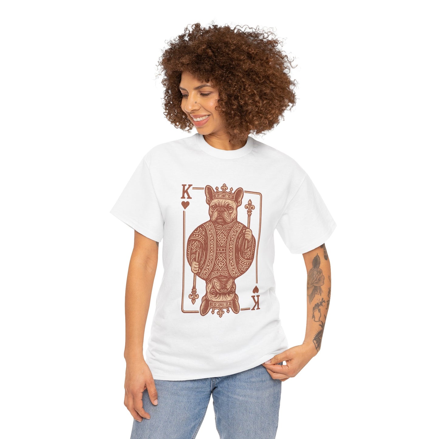 King French Bulldog Shirt, Frenchie Playing Card Tee, Royal Frenchie T-Shirt, Vintage French Bulldog Graphic Shirt, Dog Lover Gift, King of Hearts Frenchie Tee