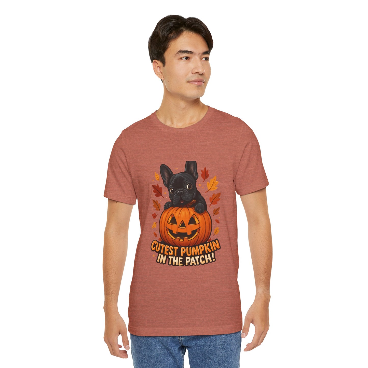 Cutest Pumpkin in the Patch Frenchie T-Shirt | Halloween Dog Lover Tee | Fall French Bulldog Shirt | Cute Pumpkin Patch Graphic Tee