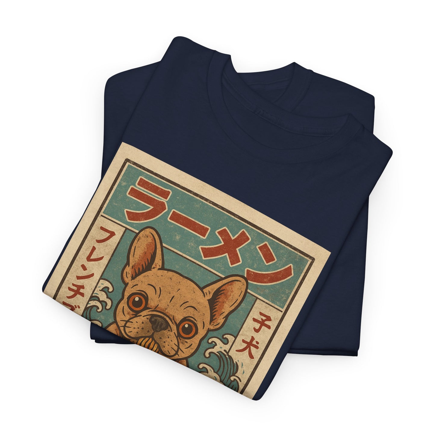 Frenchie Ramen T-Shirt – Vintage Japanese Poster Style French Bulldog Tee, Retro Dog Lover Shirt, Cute Anime-Inspired Gift
