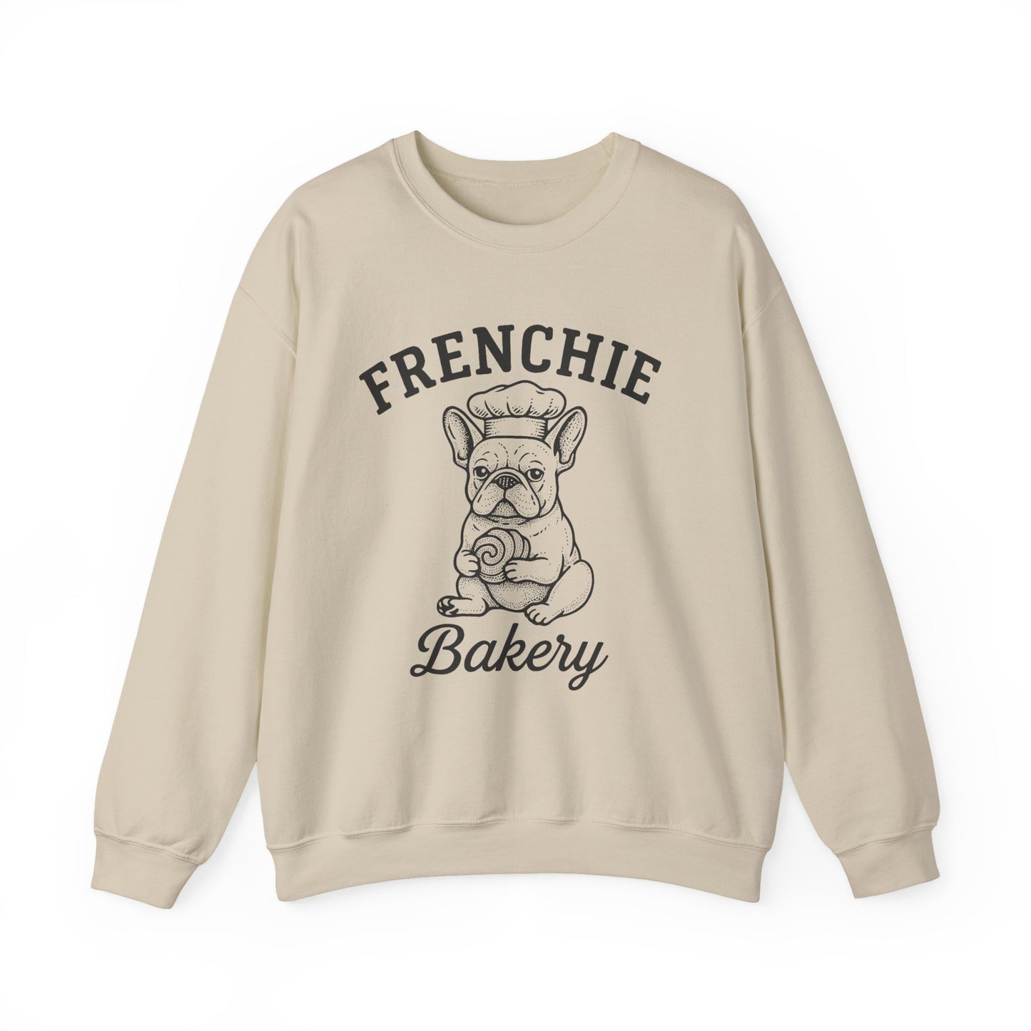 Frenchie Bakery Sweatshirt – Cozy French Bulldog Chef Crewneck, Funny Dog Lover Gift, Vintage Bakery-Inspired Frenchie Sweater