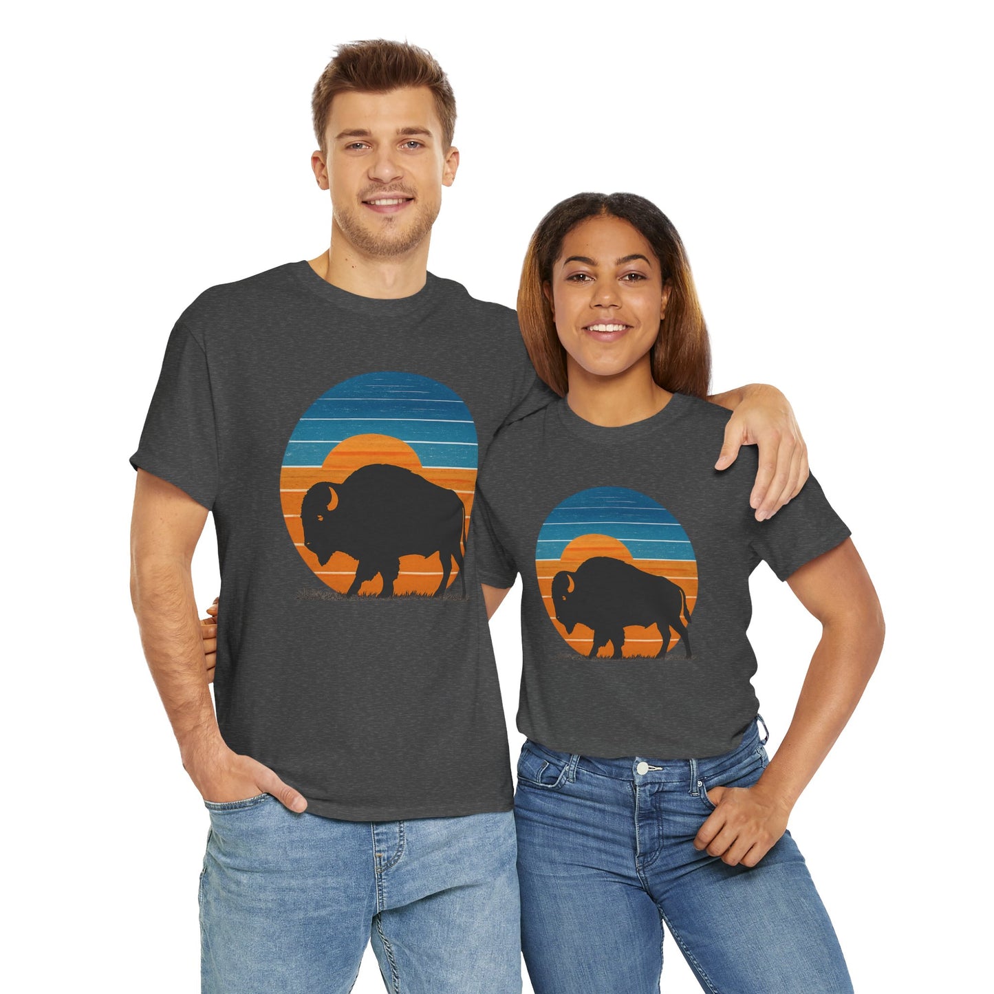 Oklahoma Bison Sunset Shirt | Retro Buffalo Tee | OKC Basketball Colors T-Shirt