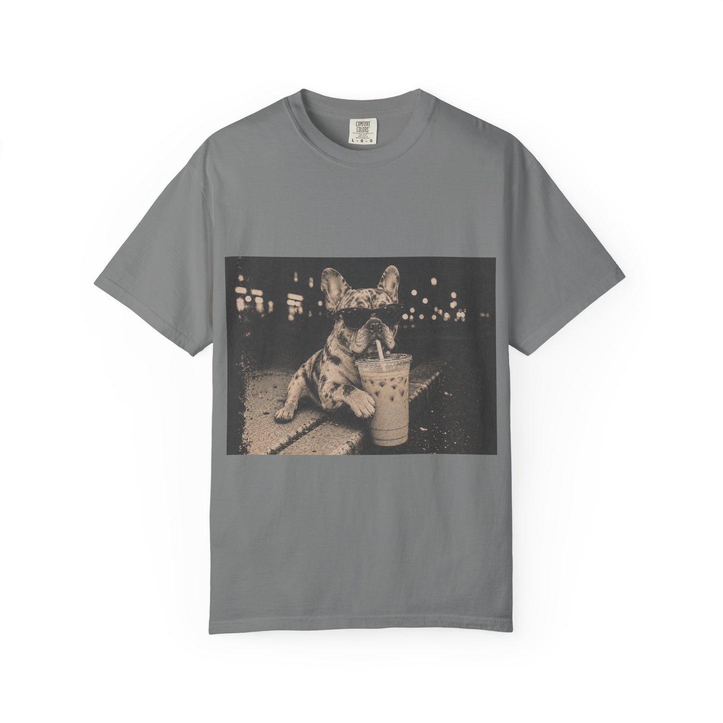 Funny Coffee French Bulldog Shirt, Iced Coffee Frenchie Tee, Vintage French Bulldog Coffee Lover Shirt, Dog Mom Gift, Cafe Frenchie Shirt