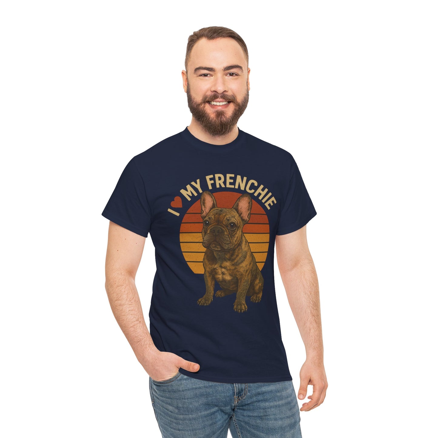 I Love My Frenchie T-Shirt | Brindle French Bulldog Retro Tee | Vintage Dog Lover Shirt | Frenchie Mom & Dad Gift