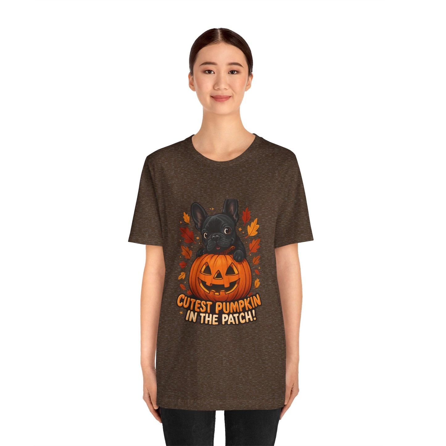 Cutest Pumpkin in the Patch Frenchie T-Shirt | Halloween Dog Lover Tee | Fall French Bulldog Shirt | Cute Pumpkin Patch Graphic Tee