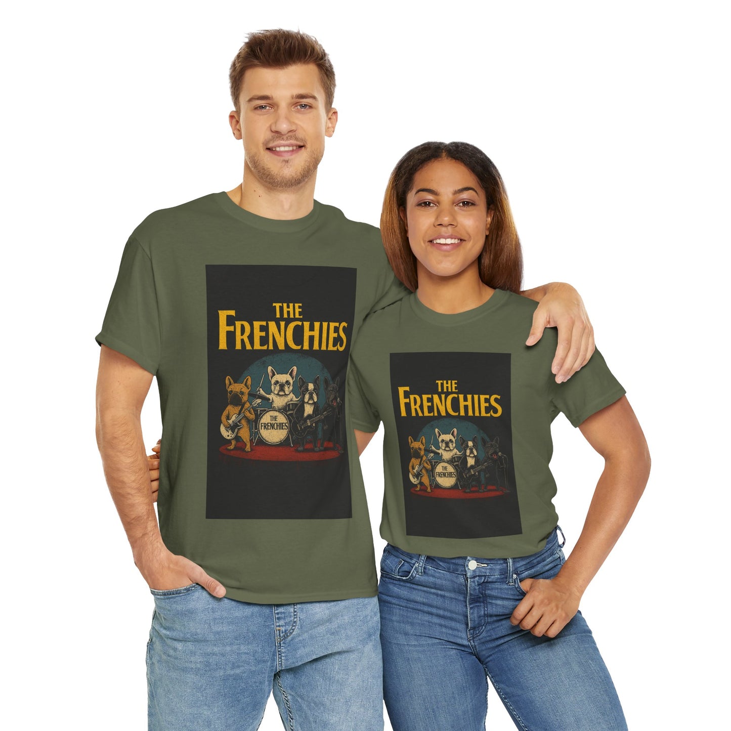 The Frenchies Band T-Shirt | Retro French Bulldog Graphic Tee | Funny Dog Lover Gift | Vintage Concert Style Frenchie Shirt