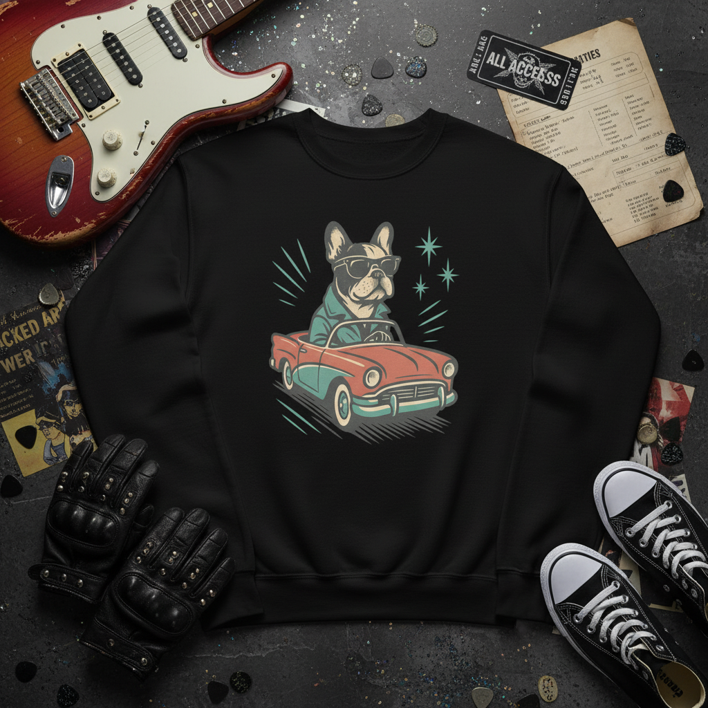 Retro Rockabilly Frenchie Crew neck sweatshirt