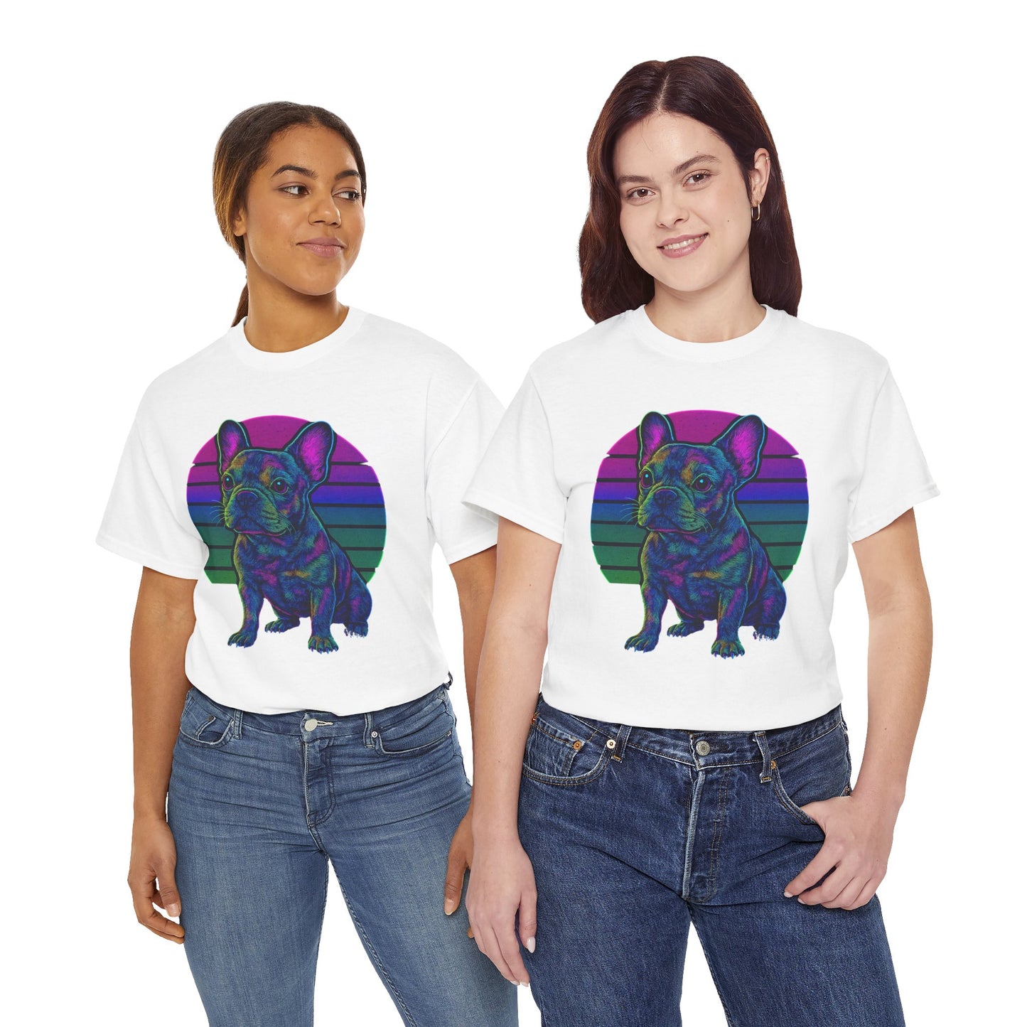 Neon French Bulldog T-Shirt | Retro 80s Frenchie Tee | Colorful Dog Lover Shirt | Electric Frenchie Gift for Men & Women