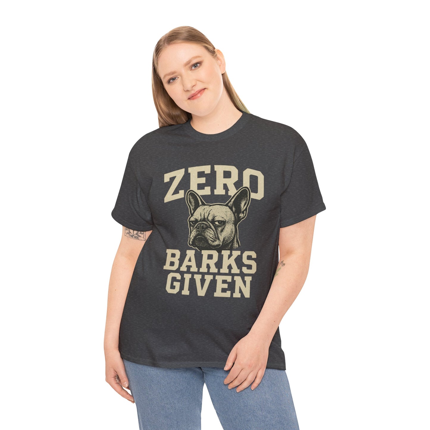Zero Barks Given Frenchie T-Shirt – Funny French Bulldog Tee, Grumpy Dog Humor Shirt, Frenchie Lover Gift, Dog Mom Graphic Tee, Vintage Style Dog Shirt