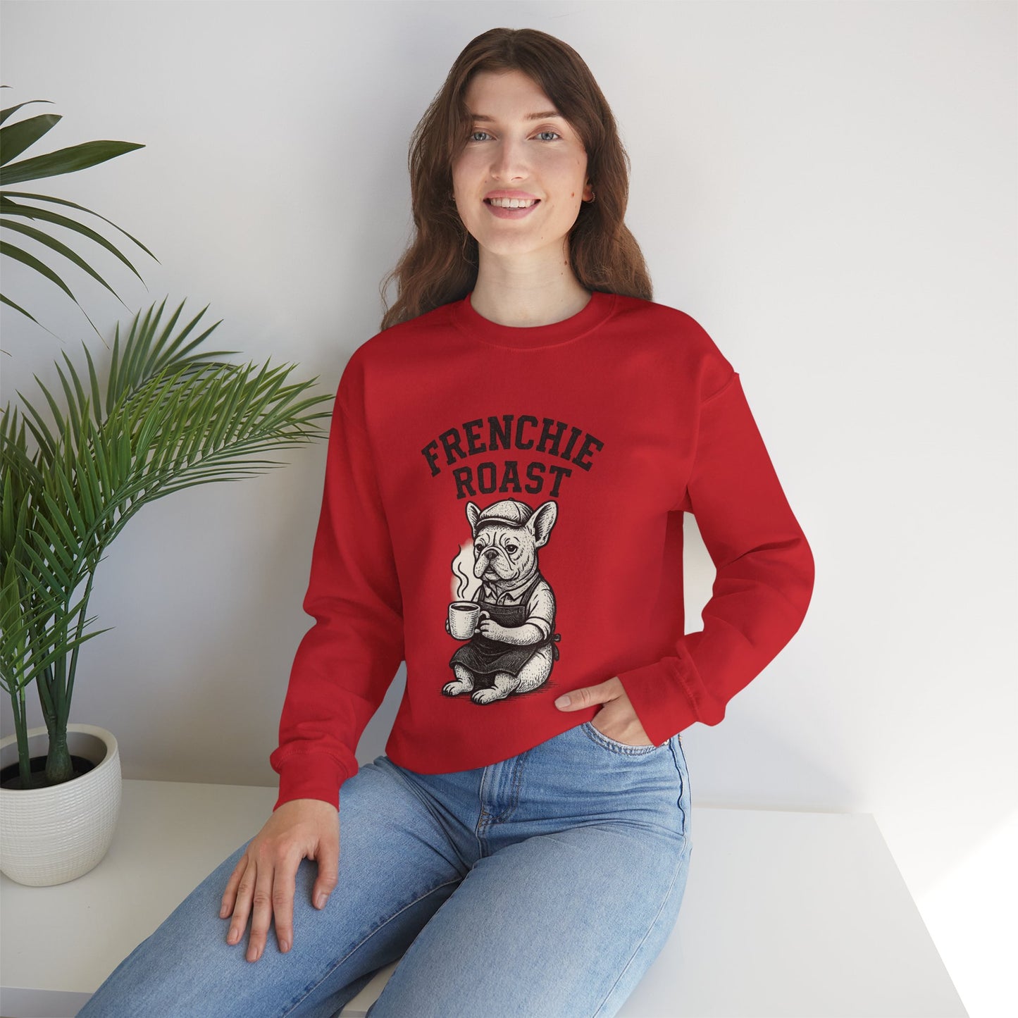 Frenchie Roast Sweatshirt • French Bulldog Coffee Lover Sweater • Cute Barista Dog Pullover • Frenchie Mom Gift • Cozy Dog Lover Crewneck