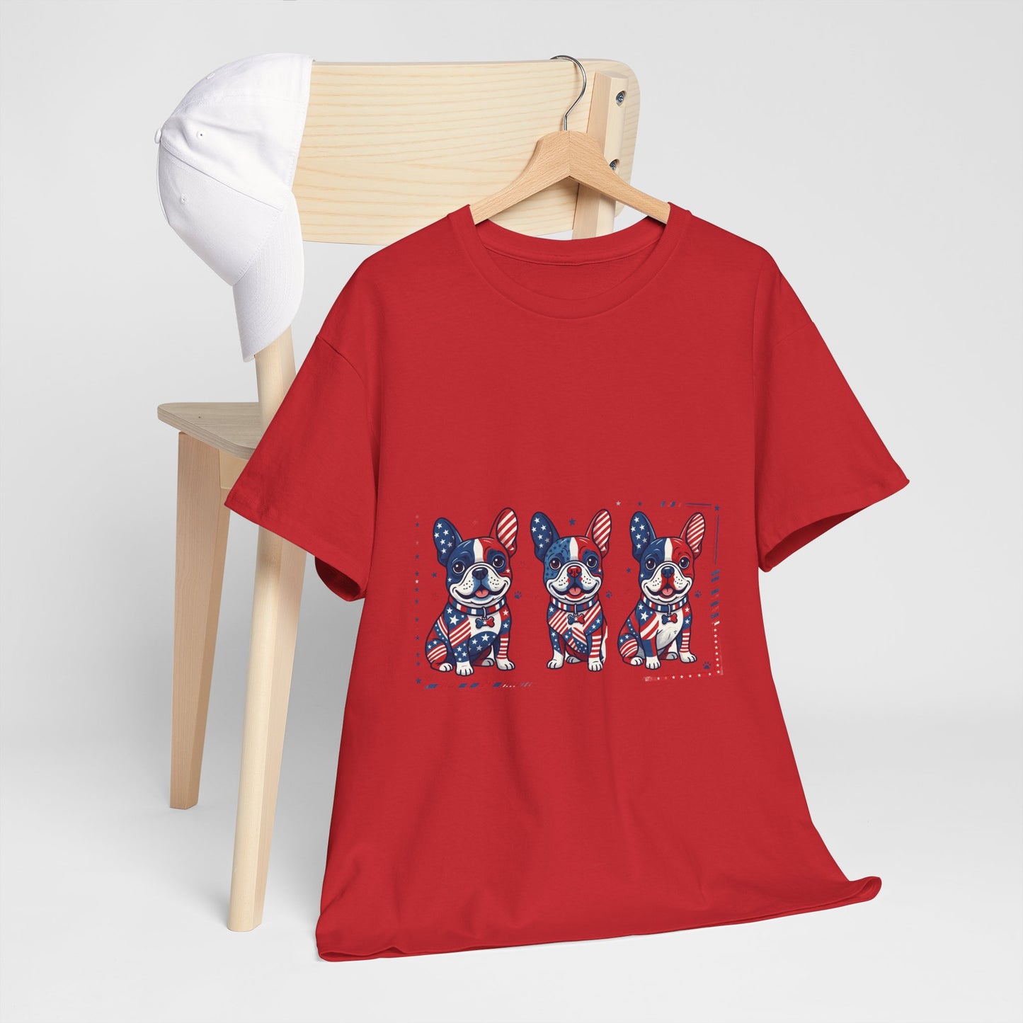 Patriotic French Bulldog Shirt, American Flag Frenchie Trio Tee, Fourth of July Dog Lover Shirt, USA French Bulldog Gift, Frenchie Mom Shirt