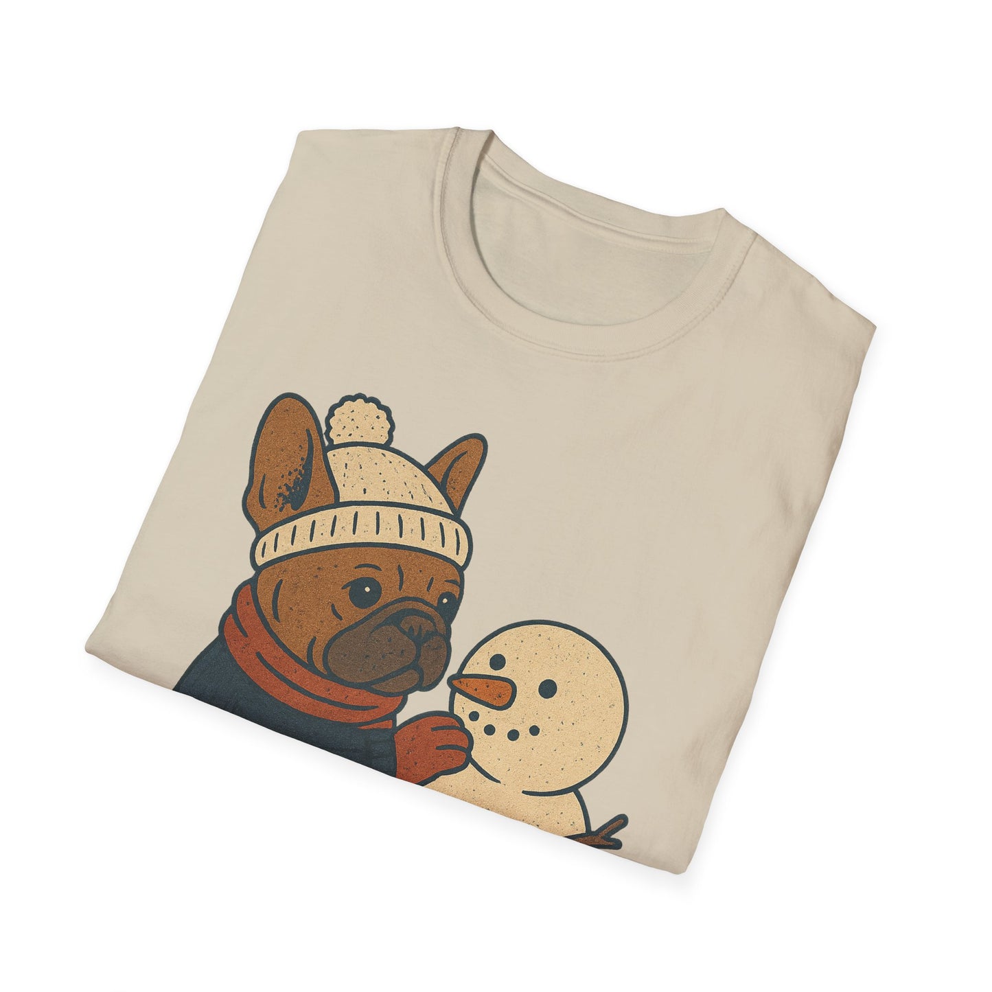French Bulldog Snowman T-Shirt • Cute Winter Frenchie Tee • Holiday Dog Lover Shirt • Christmas Pup Graphic • Cozy Winter Pet Lover Gift
