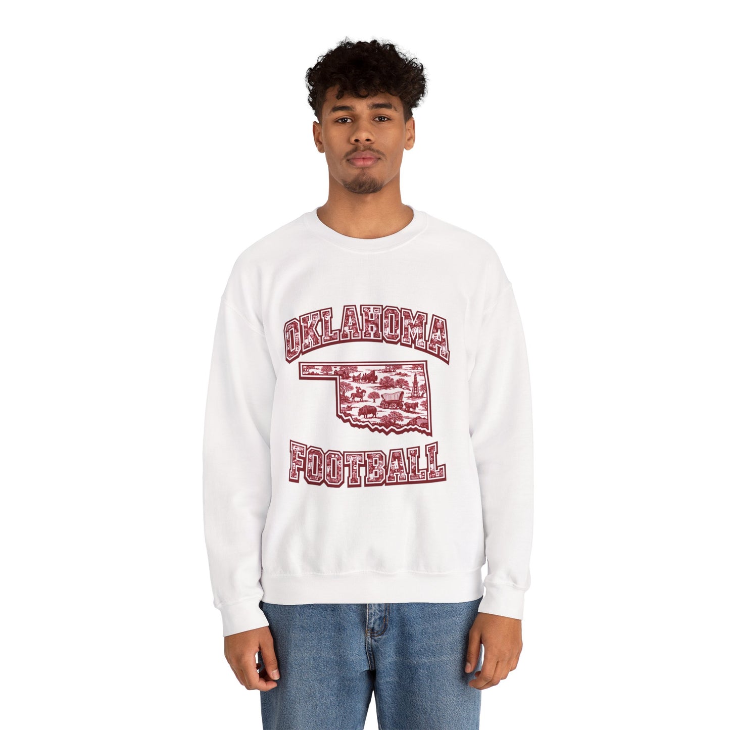 Oklahoma Football Sweatshirt, Oklahoma State Toile Crewneck, Crimson Game Day Sweatshirt, Oklahoma Fan Gift, Vintage Football Crewneck, sooner