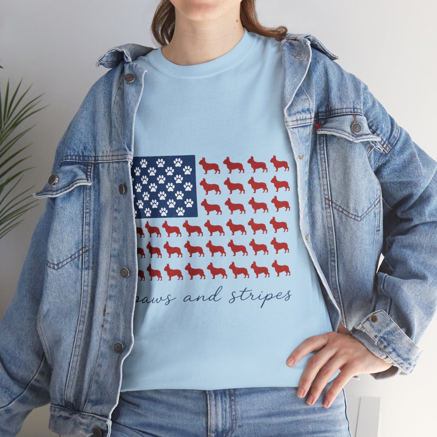 Paws and Stripes Shirt, Patriotic French Bulldog Tee, Frenchie American Flag Shirt, 4th of July Dog Lover Gift, USA Frenchie Tee
