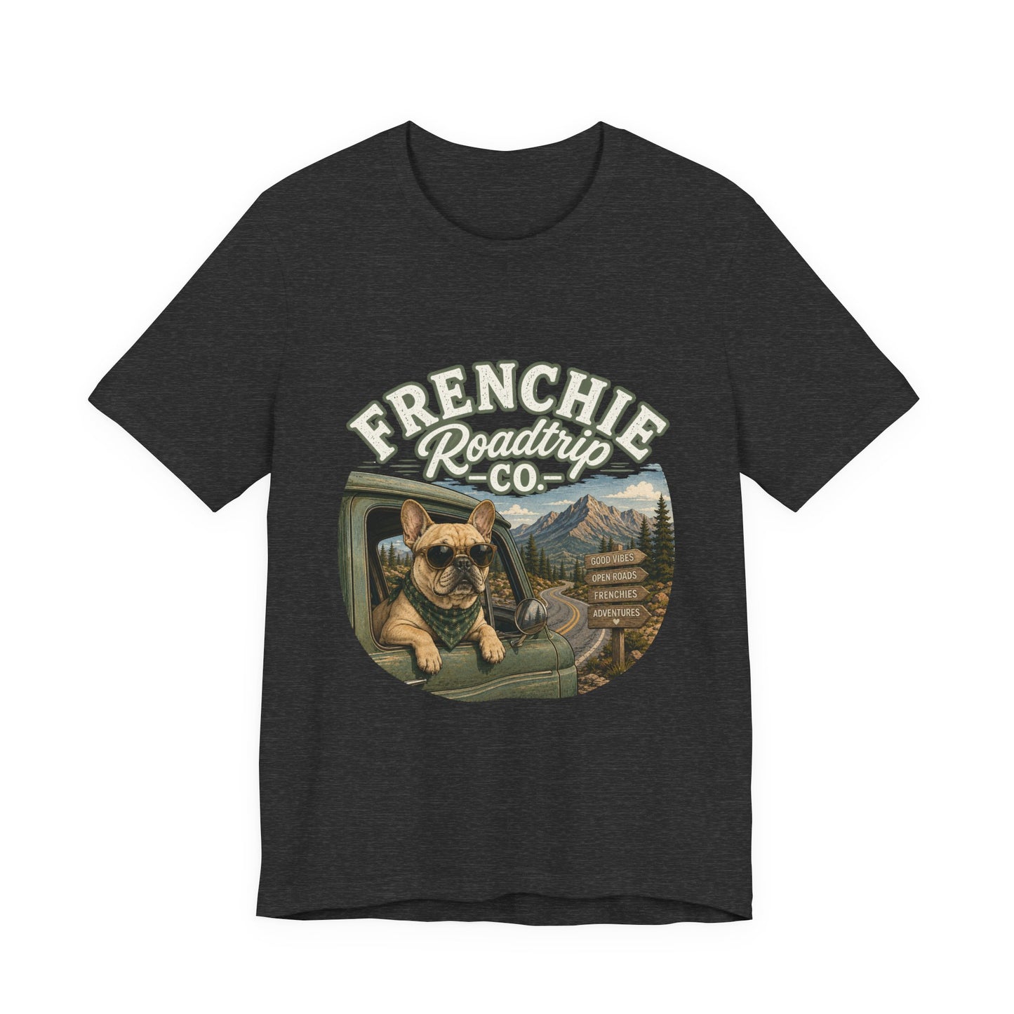 Frenchie Roadtrip Co Shirt, French Bulldog Road Trip Tee, Adventure Frenchie Shirt, Camping Dog Shirt, Travel Lover Gift, Vintage French Bulldog Tee, Outdoor Dog Apparel