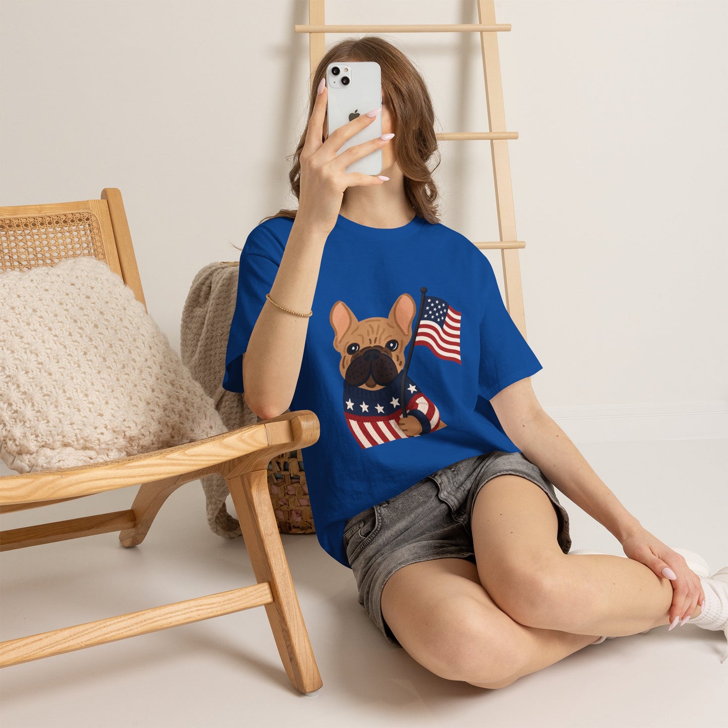 Patriotic French Bulldog Shirt, American Flag Frenchie Tee, Fourth of July Dog Lover Shirt, USA French Bulldog Gift, Patriotic Puppy Sweater Tee