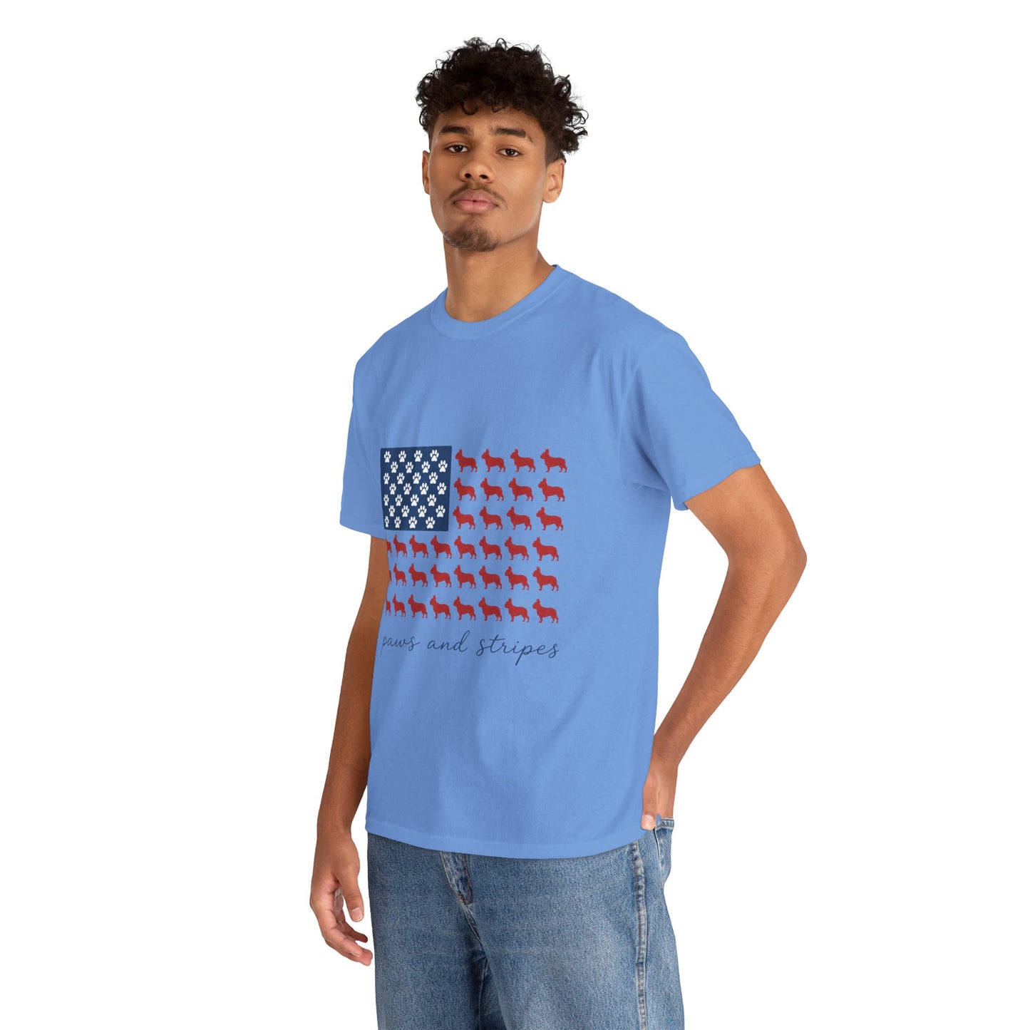 Paws and Stripes Shirt, Patriotic French Bulldog Tee, Frenchie American Flag Shirt, 4th of July Dog Lover Gift, USA Frenchie Tee