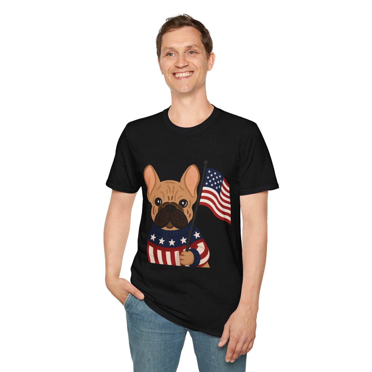 Patriotic French Bulldog Shirt, American Flag Frenchie Tee, 4th of July Dog Shirt, USA French Bulldog Shirt, Independence Day Frenchie, Dog Lover Gift, Patriotic Puppy Tee