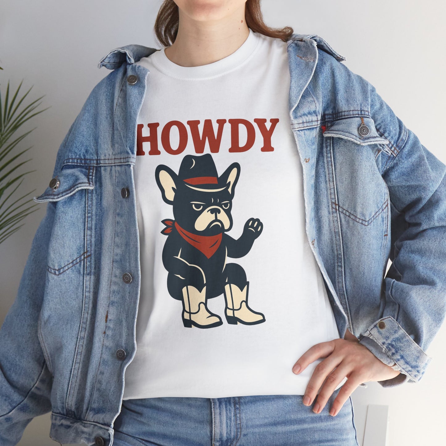Howdy Frenchie T-Shirt | Cowboy French Bulldog Tee | Western Dog Lover Shirt | Cute Rodeo Pet Gift | Funny Frenchie Cowboy Graphic Tee
