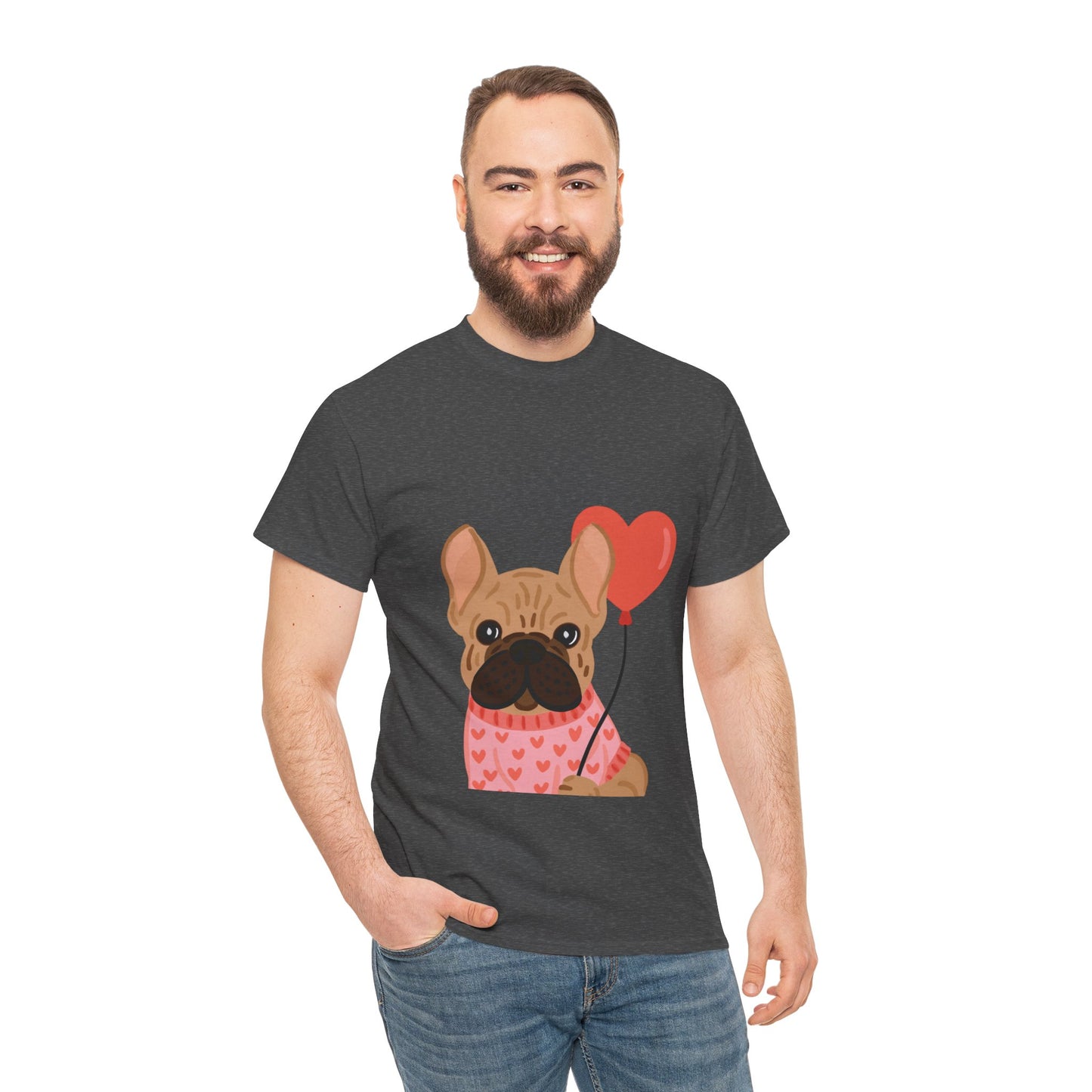 Valentine French Bulldog Shirt, Cute Frenchie Heart Balloon Tee, French Bulldog Valentine Gift, Dog Mom Valentine’s Shirt, Frenchie Love Tee