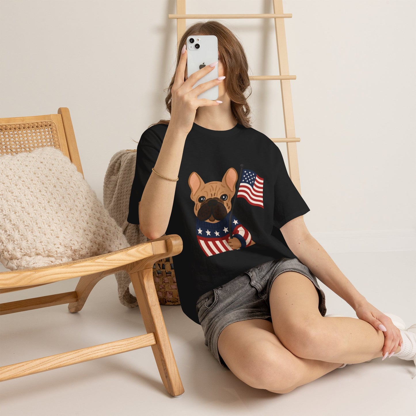 Patriotic French Bulldog Shirt, American Flag Frenchie Tee, Fourth of July Dog Lover Shirt, USA French Bulldog Gift, Patriotic Puppy Sweater Tee