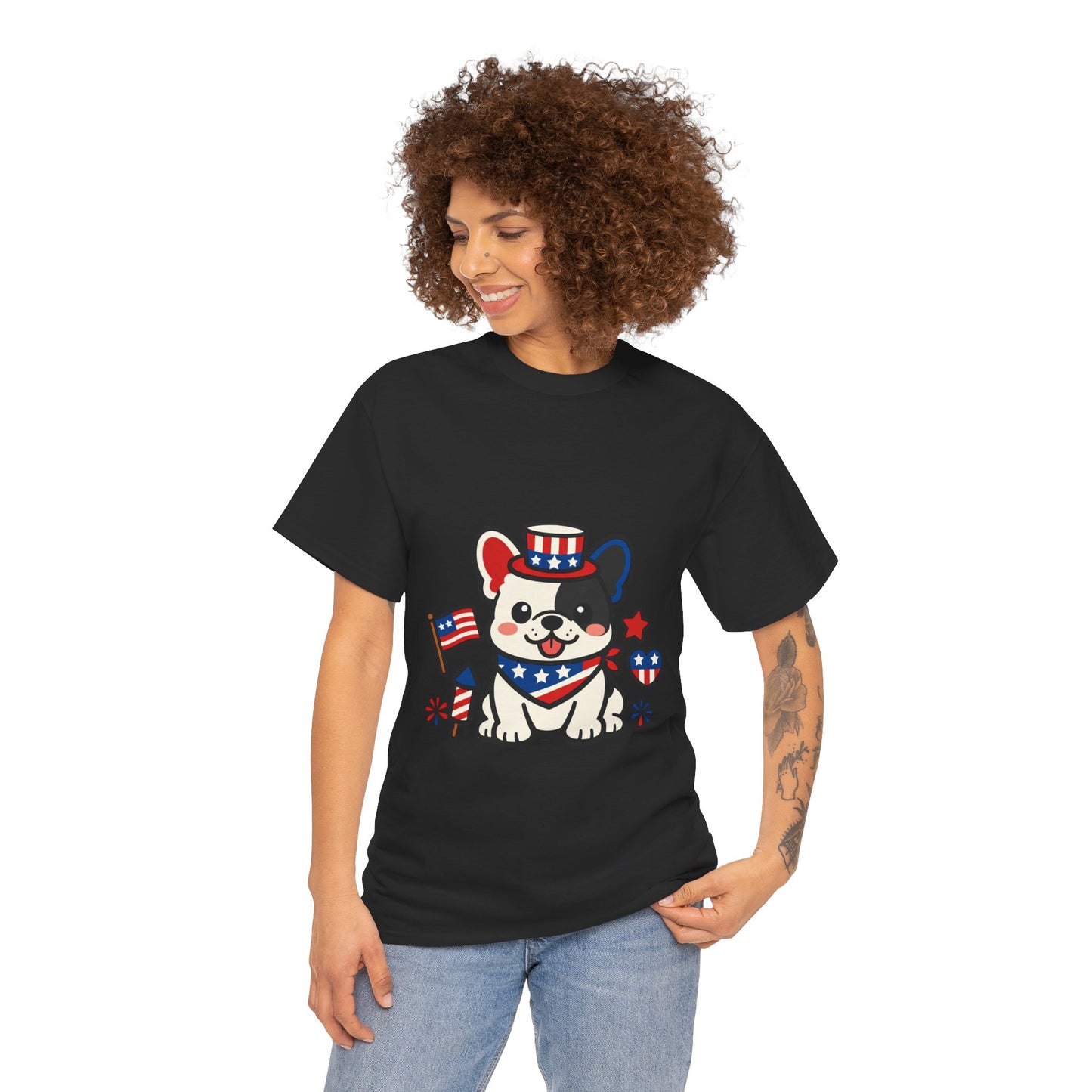 Cute Patriotic French Bulldog Shirt, Kawaii frenchie Fourth of July Tee, American Flag Puppy Shirt, USA Dog Lover Gift, Patriotic Frenchie