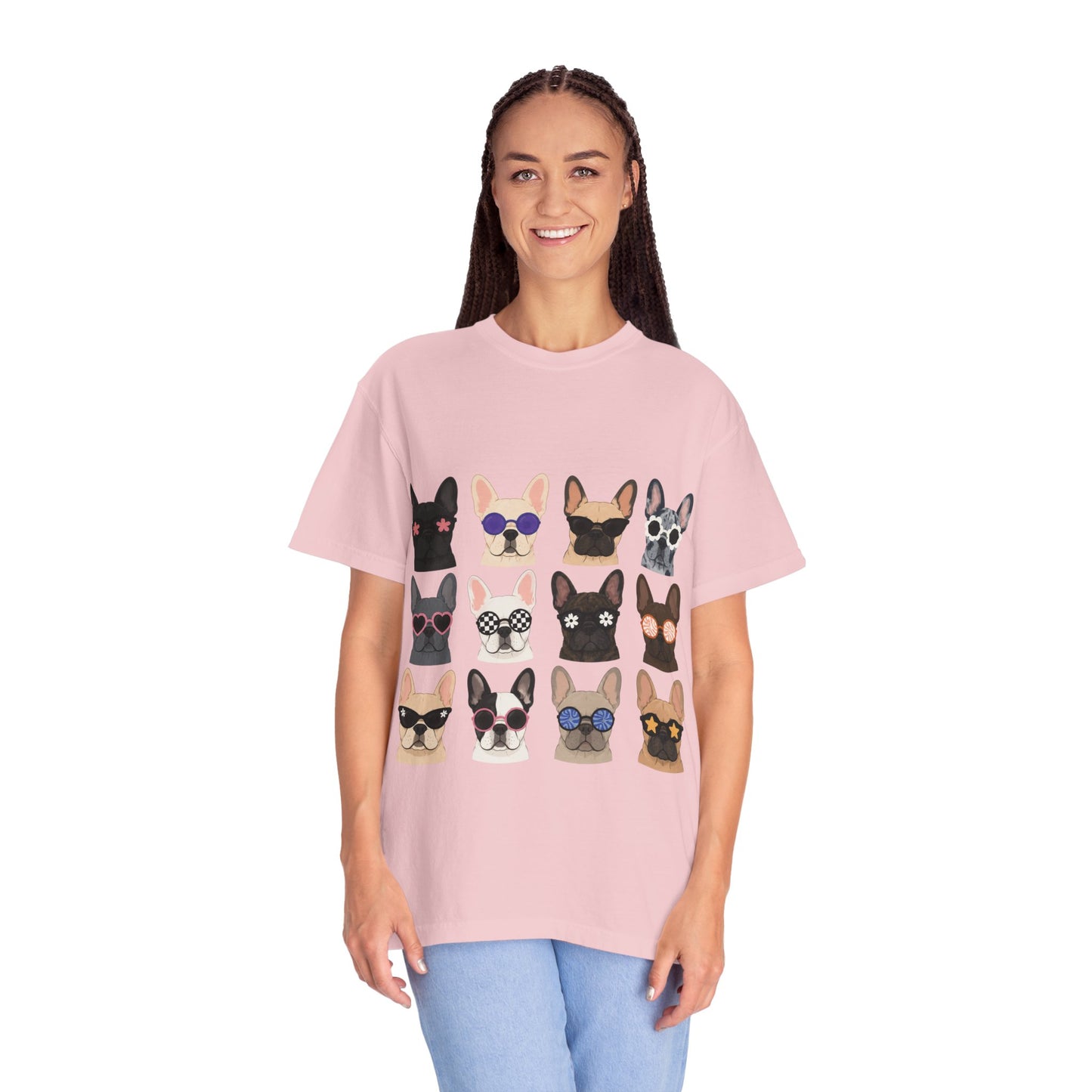 French Bulldog Sunglasses Shirt, Frenchie Faces Tee, Cute French Bulldog Shirt, Colorful Frenchie Dog Lover Gift, Dog Mom Graphic Tee