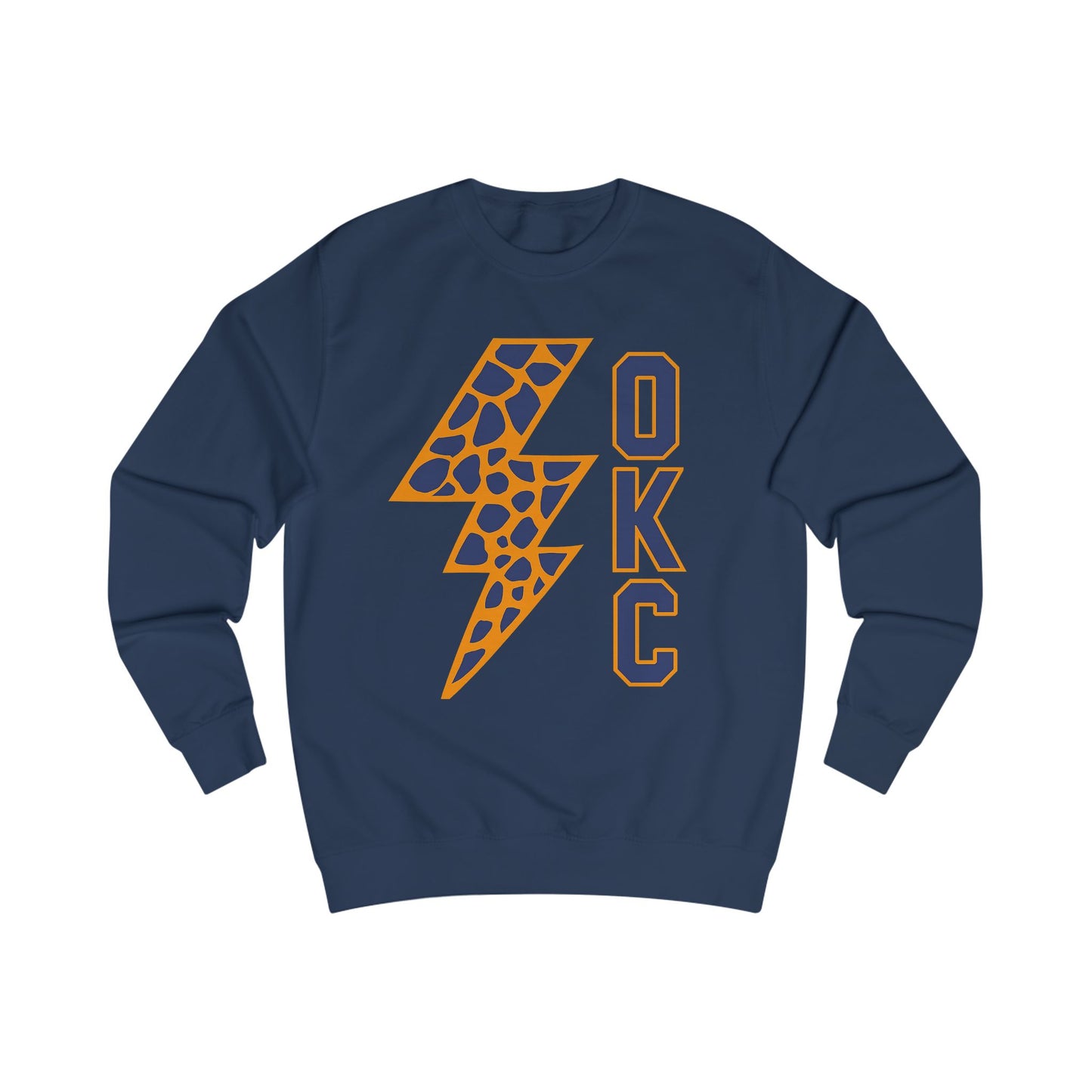 Lightning OKC Basketball Sweatshirt | Oklahoma City Thunder Inspired Pullover | Blue and Orange Game Day Crewneck | Retro Basketball Fan Sweater