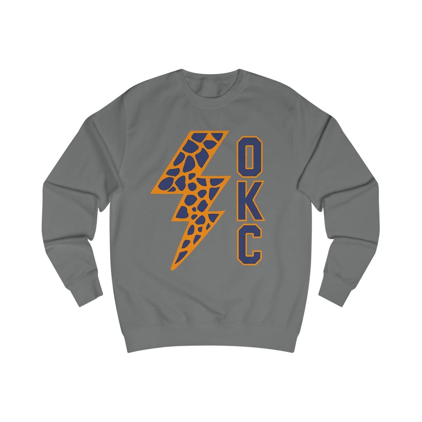 Lightning OKC Basketball Sweatshirt | Oklahoma City Thunder Inspired Pullover | Blue and Orange Game Day Crewneck | Retro Basketball Fan Sweater
