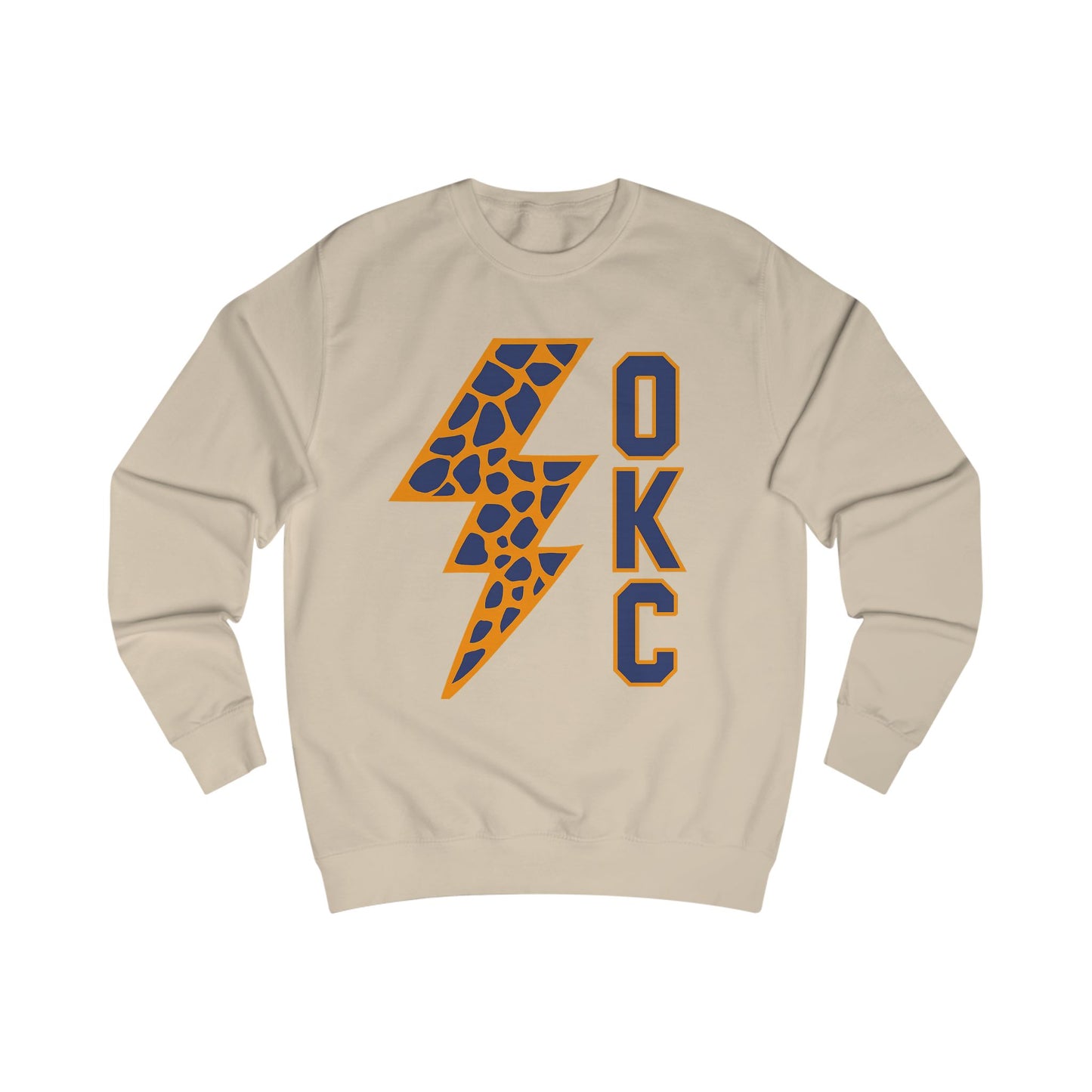Lightning OKC Basketball Sweatshirt | Oklahoma City Thunder Inspired Pullover | Blue and Orange Game Day Crewneck | Retro Basketball Fan Sweater