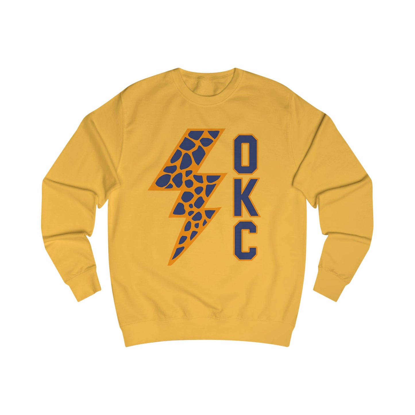 Lightning OKC Basketball Sweatshirt | Oklahoma City Thunder Inspired Pullover | Blue and Orange Game Day Crewneck | Retro Basketball Fan Sweater