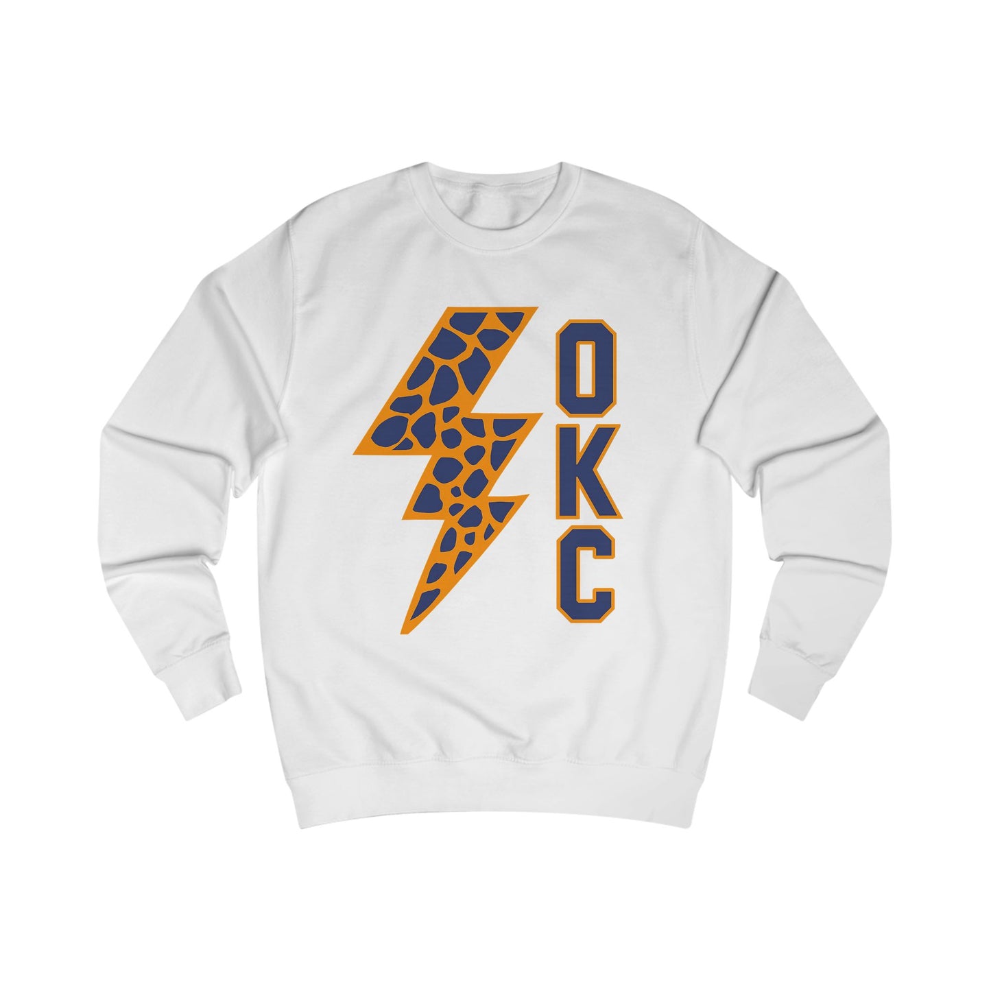 Lightning OKC Basketball Sweatshirt | Oklahoma City Thunder Inspired Pullover | Blue and Orange Game Day Crewneck | Retro Basketball Fan Sweater