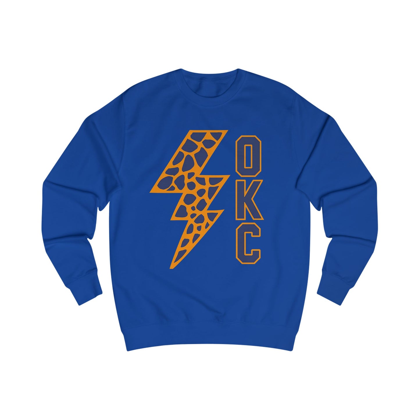 Lightning OKC Basketball Sweatshirt | Oklahoma City Thunder Inspired Pullover | Blue and Orange Game Day Crewneck | Retro Basketball Fan Sweater