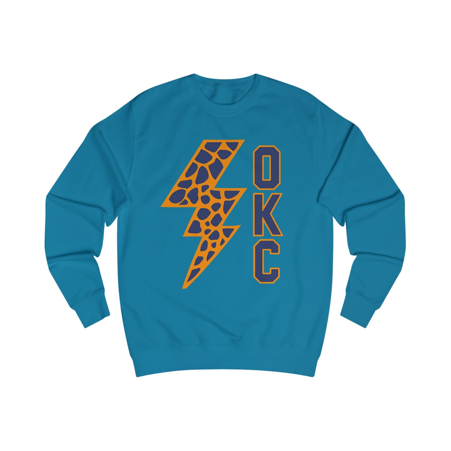 Lightning OKC Basketball Sweatshirt | Oklahoma City Thunder Inspired Pullover | Blue and Orange Game Day Crewneck | Retro Basketball Fan Sweater