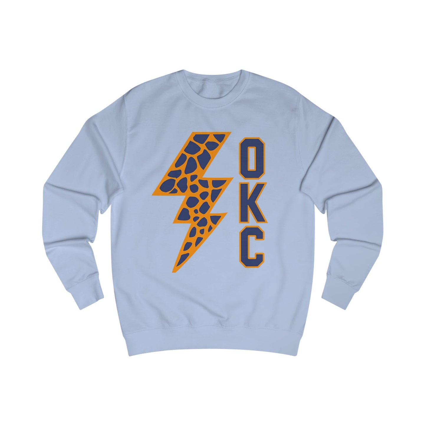 Lightning OKC Basketball Sweatshirt | Oklahoma City Thunder Inspired Pullover | Blue and Orange Game Day Crewneck | Retro Basketball Fan Sweater