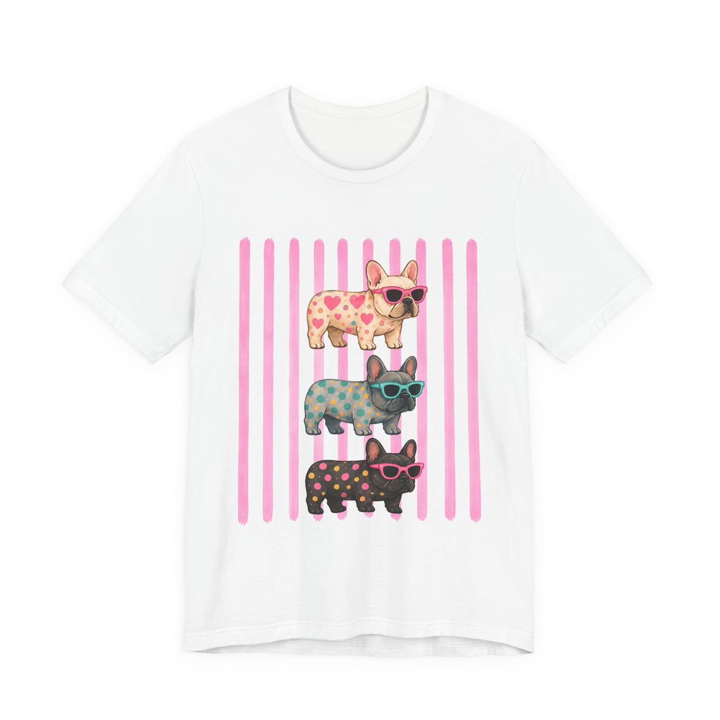 Cute French Bulldog Shirt, Pink Frenchie Sunglasses Tee, Colorful Frenchie Graphic Shirt, Dog Mom Gift, French Bulldog Lover T-Shirt