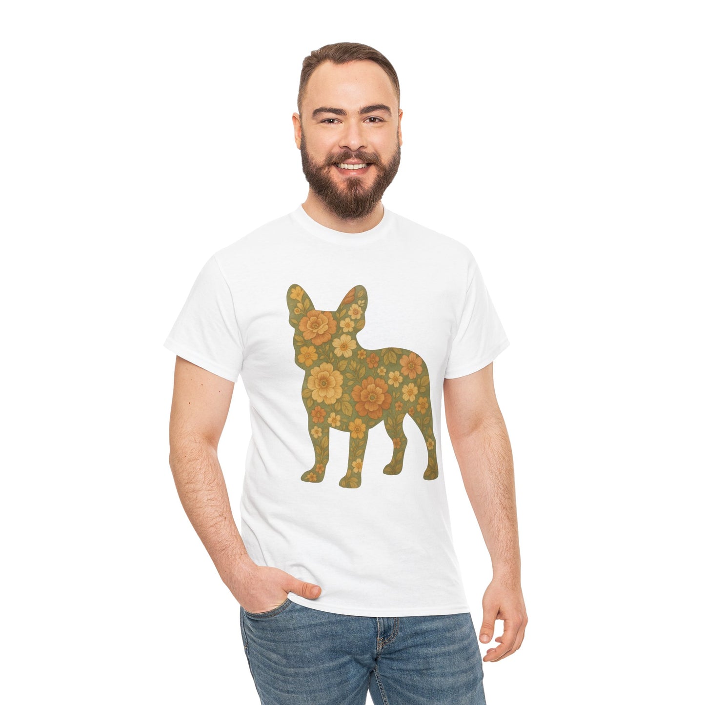 Floral Frenchie T-Shirt | Retro Flower French Bulldog Tee | Boho Dog Mom Shirt | Cute Pet Lover Gift | Vintage Botanical Dog Graphic Tee