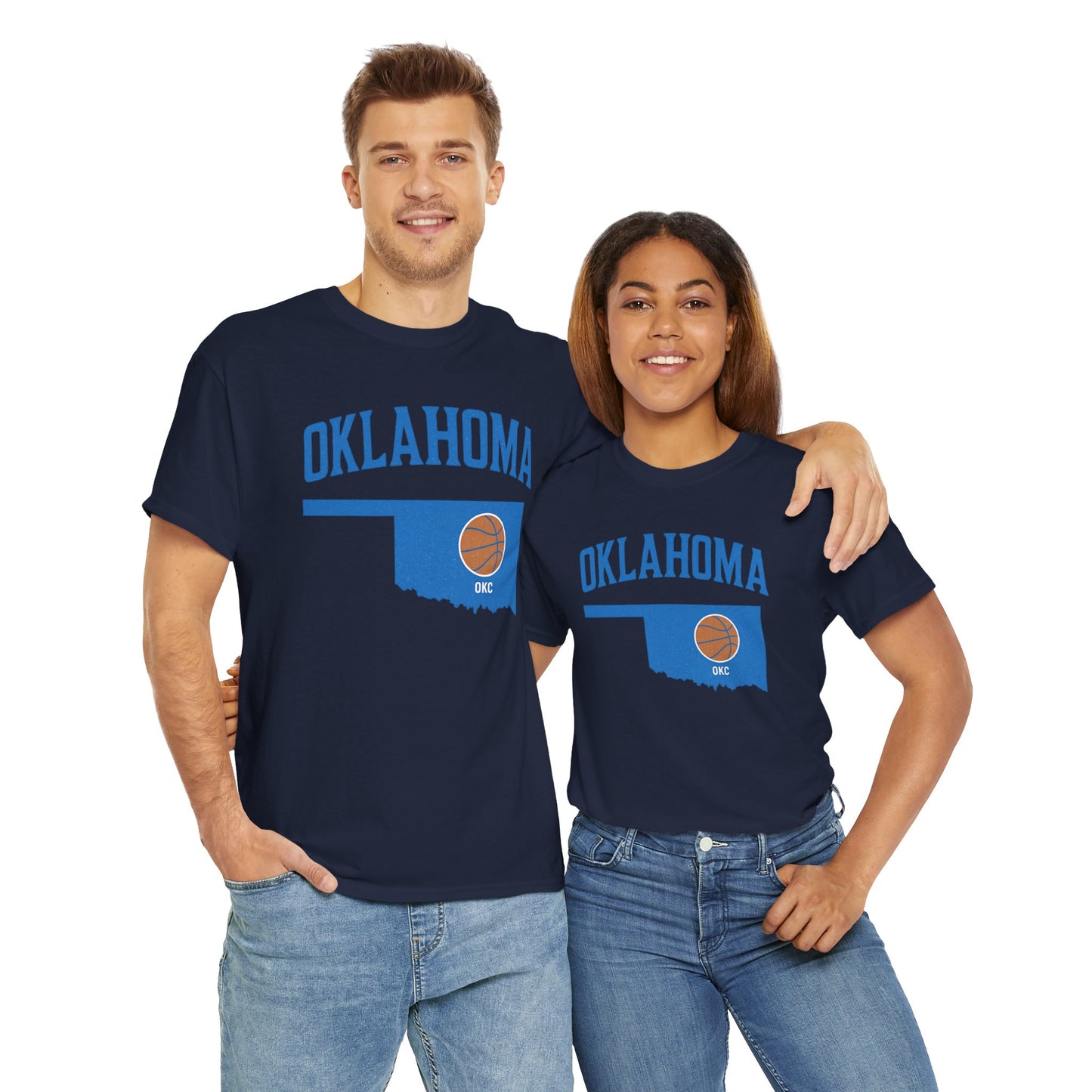 Oklahoma City Basketball Shirt | OKC Basketball Style Tee | Blue & Orange Oklahoma State T-Shir