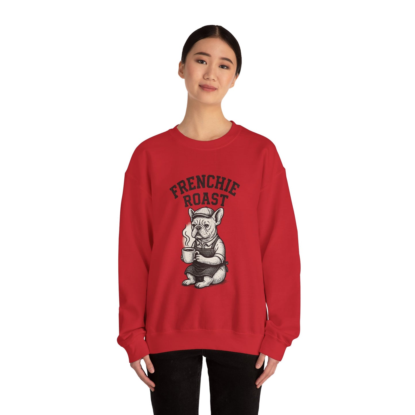 Frenchie Roast Sweatshirt • French Bulldog Coffee Lover Sweater • Cute Barista Dog Pullover • Frenchie Mom Gift • Cozy Dog Lover Crewneck
