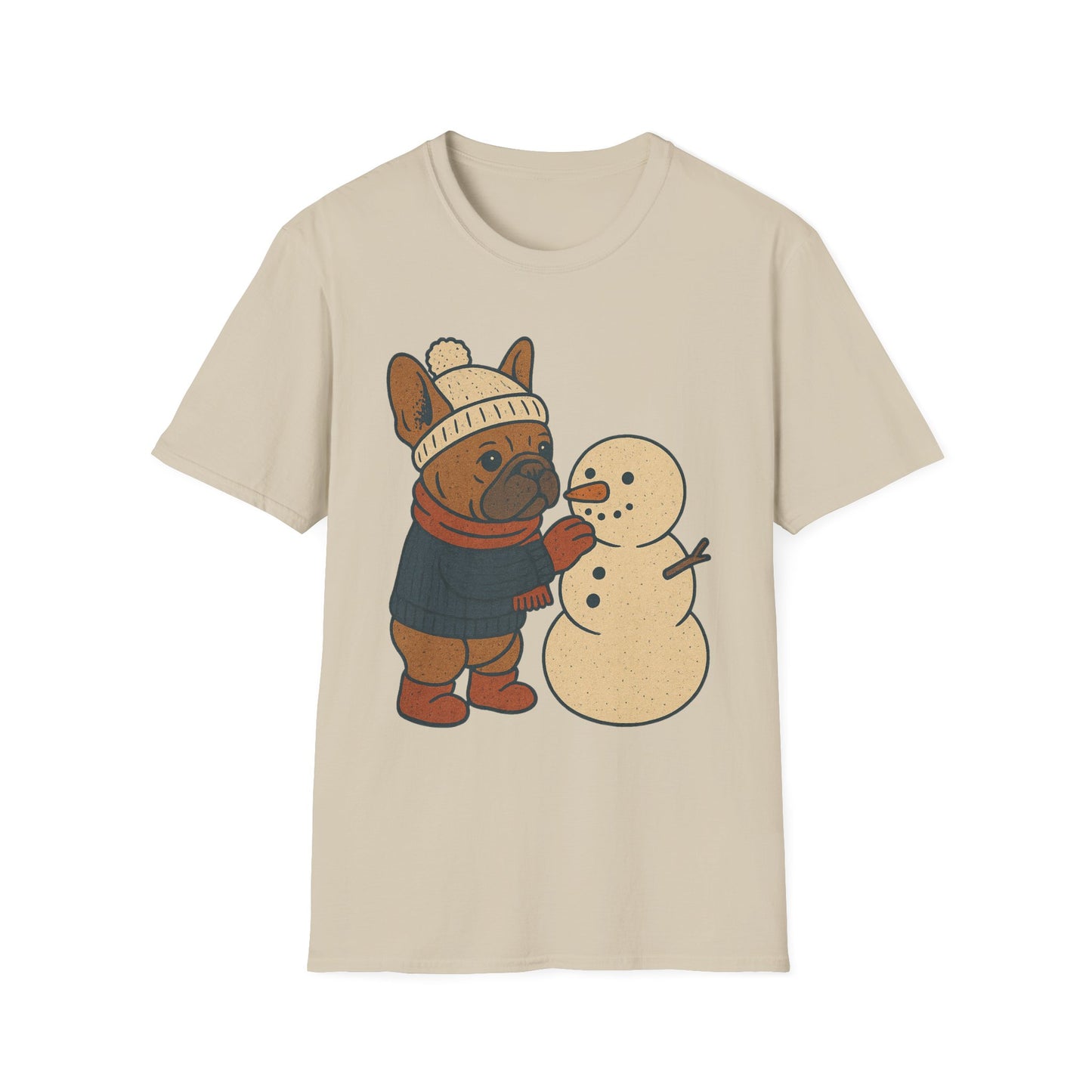 French Bulldog Snowman T-Shirt • Cute Winter Frenchie Tee • Holiday Dog Lover Shirt • Christmas Pup Graphic • Cozy Winter Pet Lover Gift