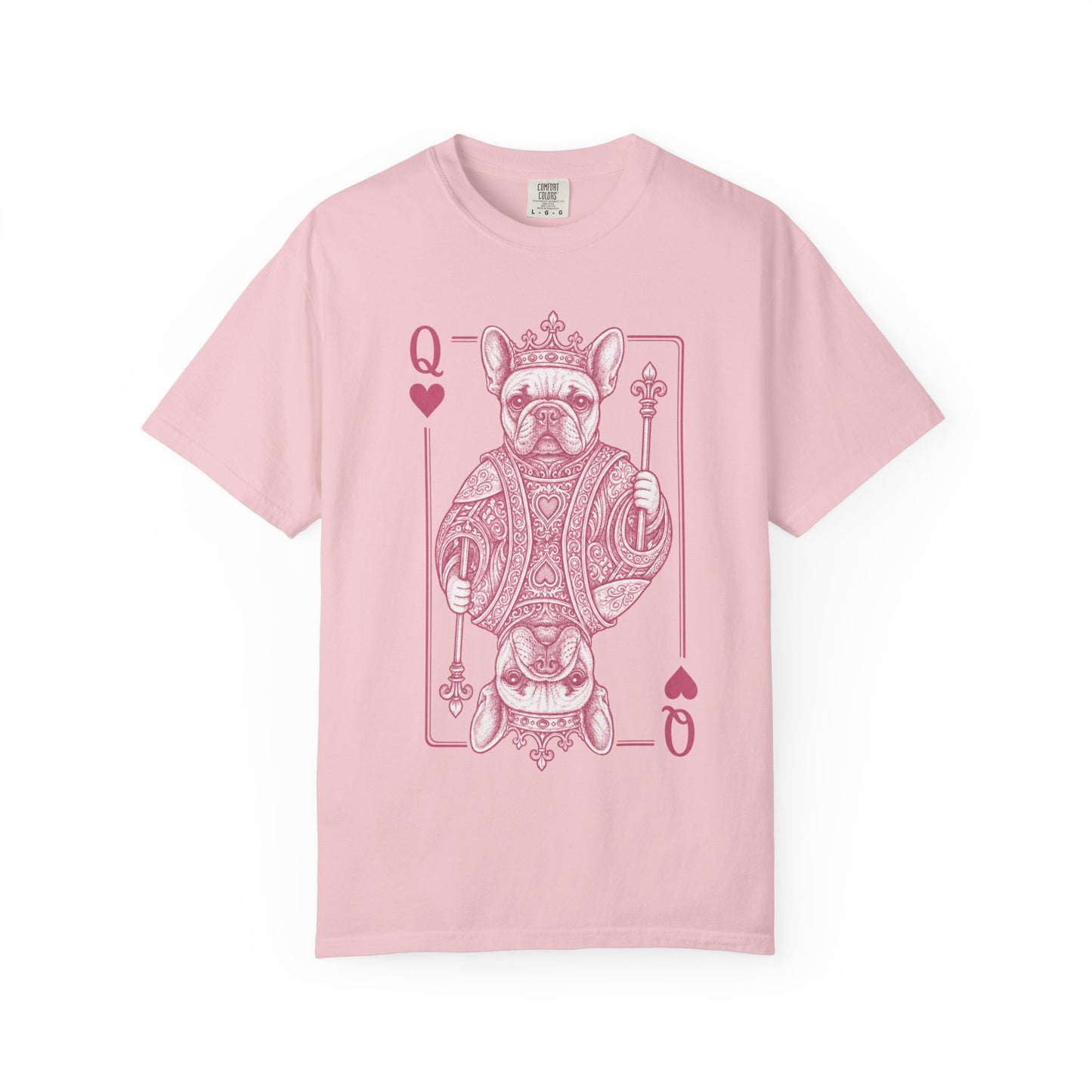 Queen of Hearts French Bulldog Shirt, Frenchie Queen Playing Card Tee, Dog Mom Gift, Cute French Bulldog Graphic Shirt, Royal Frenchie T-Shirt