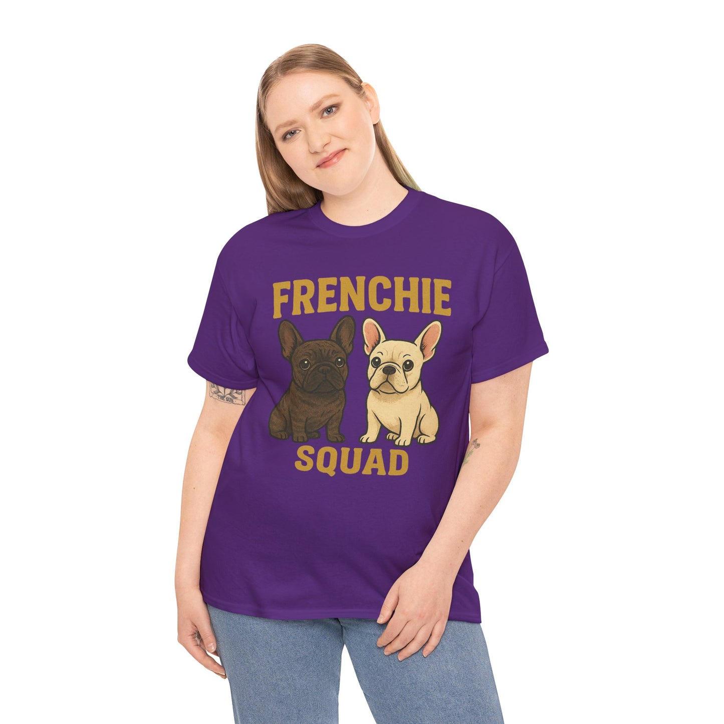 Frenchie Squad T-Shirt | Matching French Bulldog Lover Tee | Retro Dog Mom & Dad Shirt | Cute Frenchie Crew Top | Brindle & Cream Bulldog Graphic