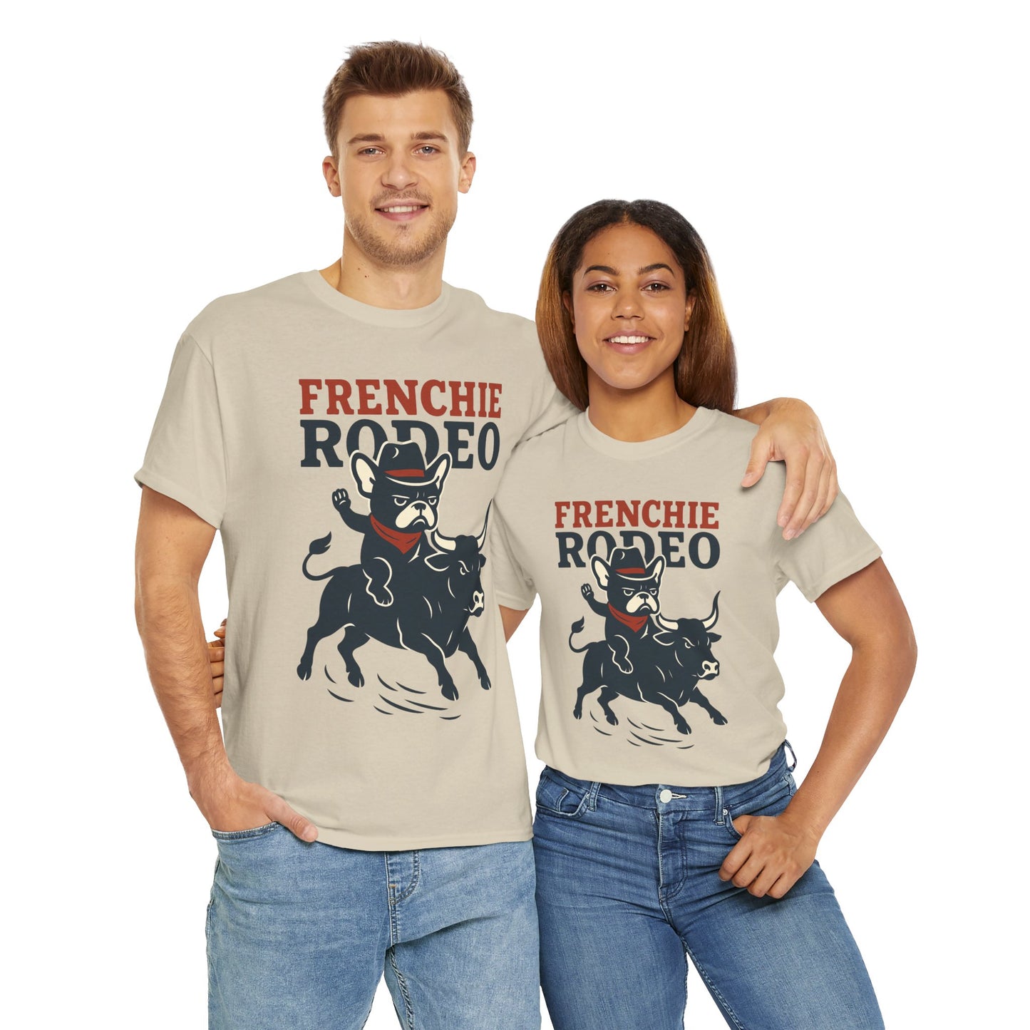 Frenchie Rodeo T-Shirt | Cowboy French Bulldog Graphic Tee | Funny Western Dog Lover Shirt | Frenchie Bull Rider Gift | Rodeo Style Tee