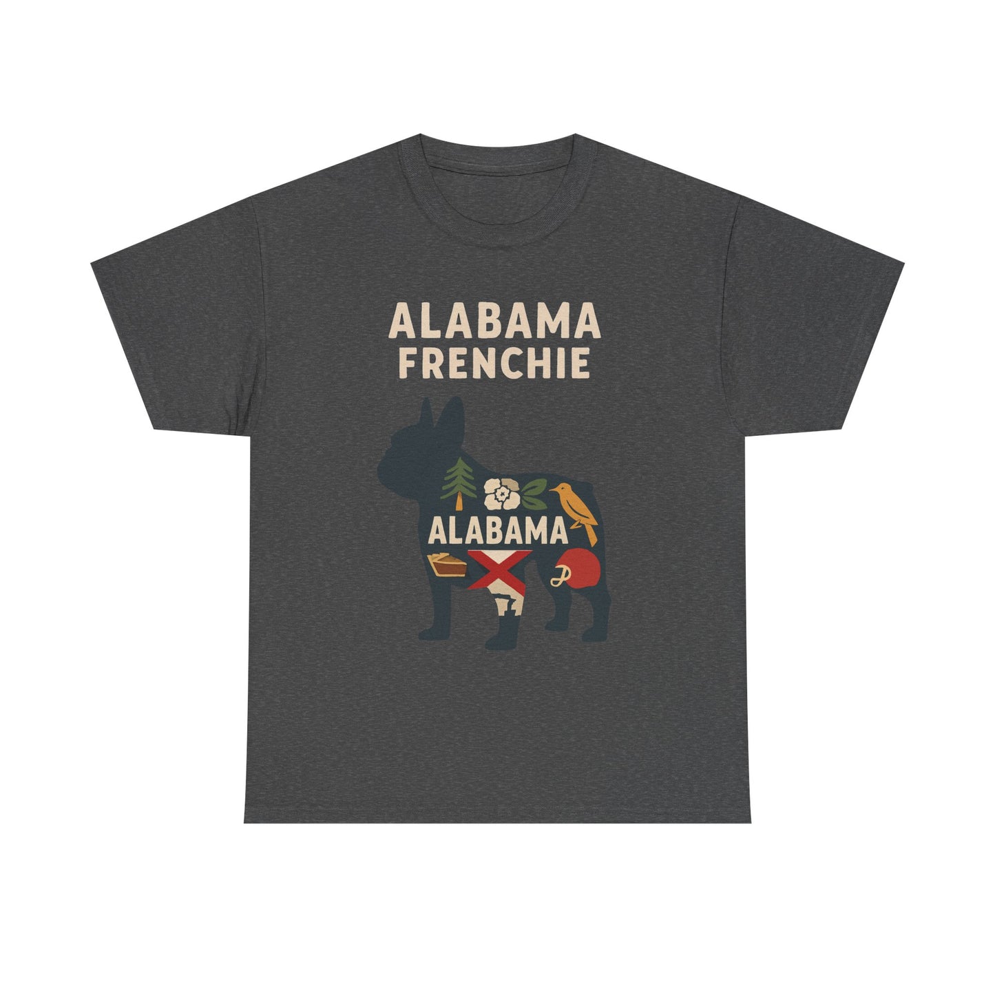 Alabama Frenchie T-Shirt – French Bulldog State Pride Tee, Retro Alabama Dog Lover Shirt, Southern Frenchie Gift for Pet Lovers