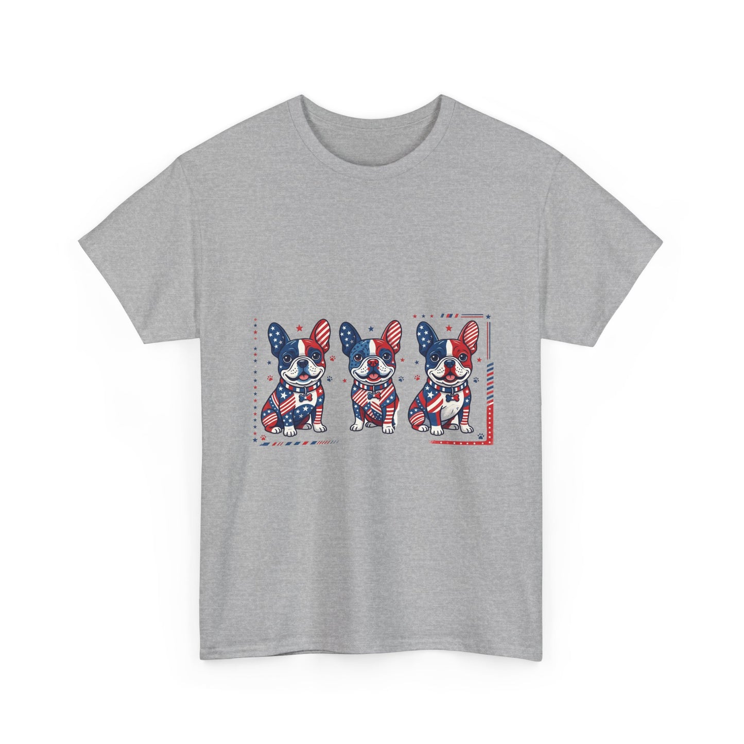 Patriotic French Bulldog Shirt, American Flag Frenchie Trio Tee, Fourth of July Dog Lover Shirt, USA French Bulldog Gift, Frenchie Mom Shirt