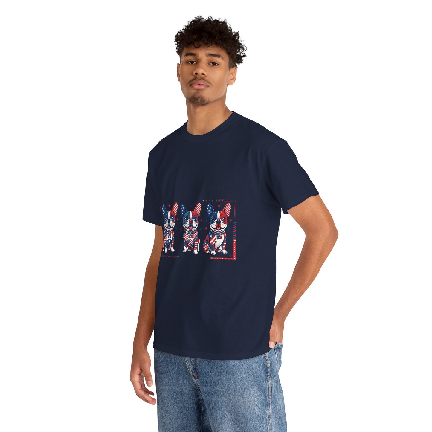 Patriotic French Bulldog Shirt, American Flag Frenchie Trio Tee, Fourth of July Dog Lover Shirt, USA French Bulldog Gift, Frenchie Mom Shirt