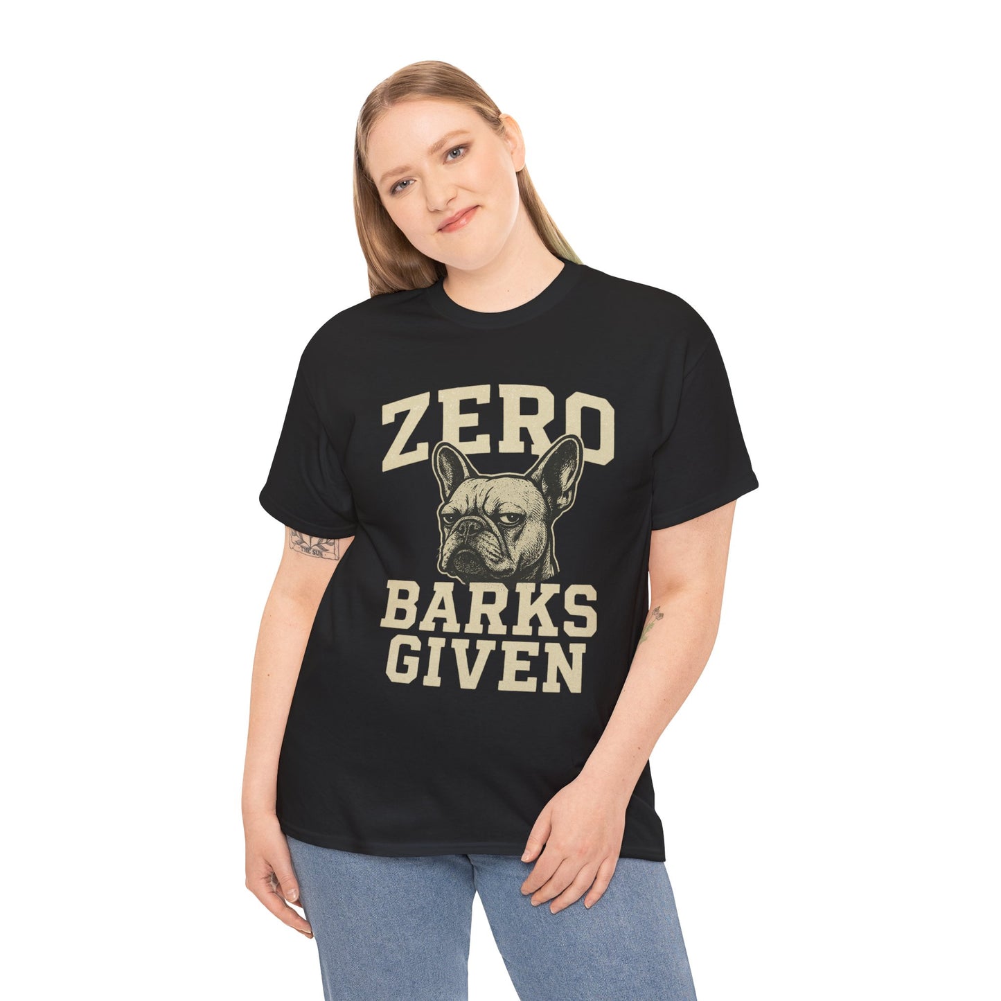 Zero Barks Given Frenchie T-Shirt – Funny French Bulldog Tee, Grumpy Dog Humor Shirt, Frenchie Lover Gift, Dog Mom Graphic Tee, Vintage Style Dog Shirt