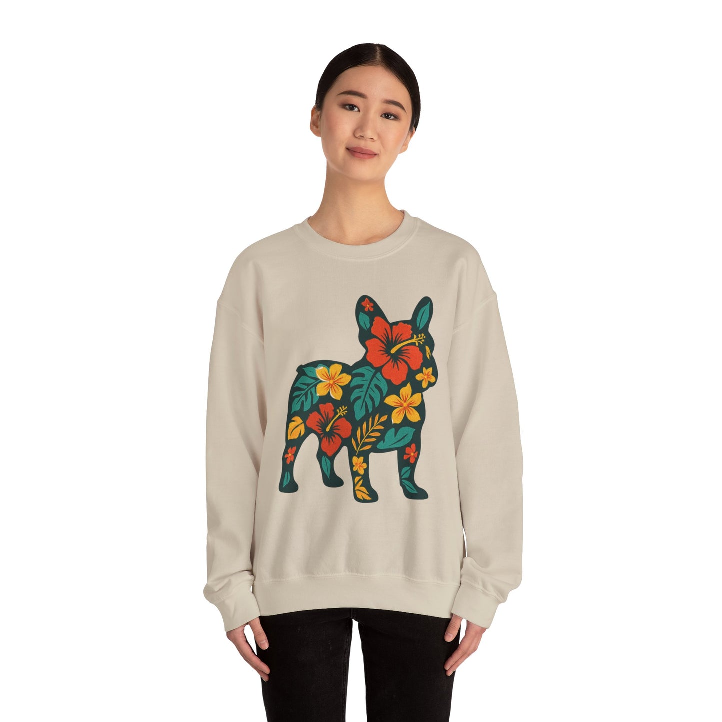 Hawaiian French Bulldog Sweatshirt | Tropical Floral Frenchie Sweater | Summer Dog Lover Gift | Cute Floral Frenchie Pullover