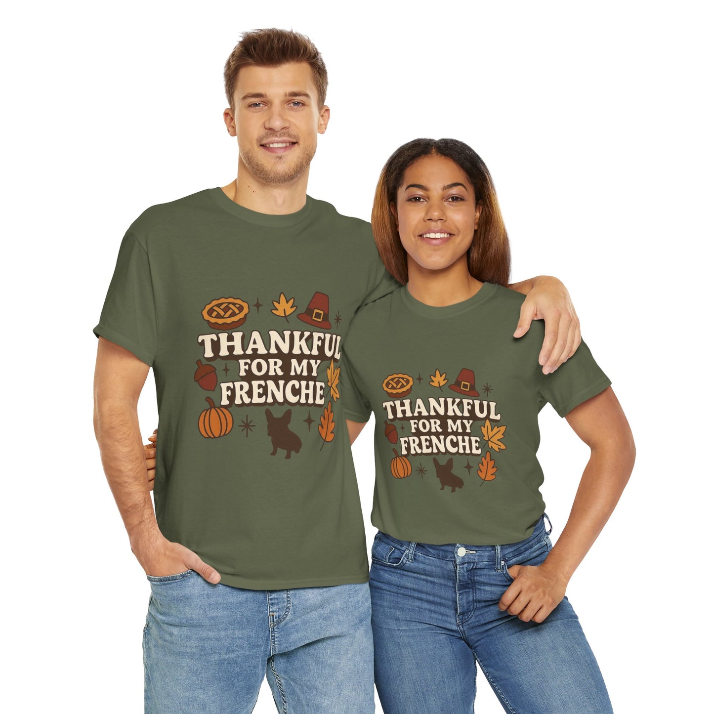 Thankful for My Frenchie Shirt – Thanksgiving French Bulldog Tee, Fall Dog Lover Gift, Autumn Pet Parent T-Shirt, Cute Pumpkin Pie Graphic